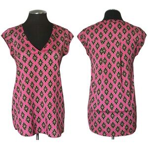 Daniel Rainn – Pink Geometric Cap Sleeve Short Sleeve Top – Extra Small XS